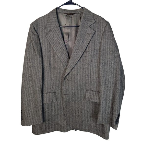Nordstrom Mens 44R Pinstripe Wool 3 Piece Suit Jacket 40x31 Pants Vest Gray EUC! - Picture 4 of 15